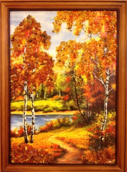Картина из янтаря Осень в Лесу кян-2-904