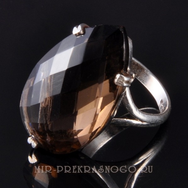 Кольцо серебро с раухтопазом Величие скНРТ-066