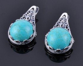 Серьги с прессованной бирюзой "Гвиневра"