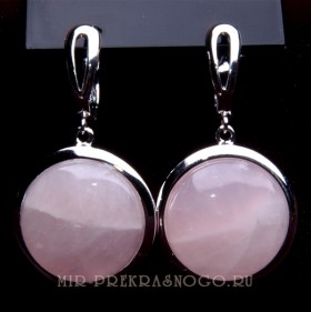 Серьги с розовым кварцем Юпитер сНКР-476