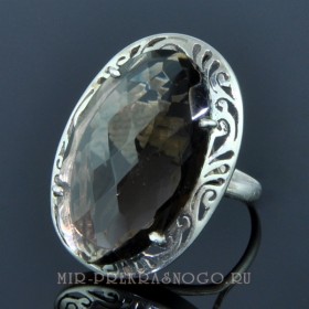 Кольцо серебро с раухтопазом Виндзор скНРТ-1367