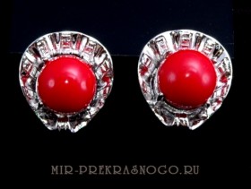 Серьги с кораллом Афродита сИКО-399