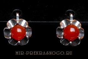 Серьги с сердоликом Подснежник сНСР-422