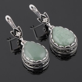 Серьги с нефритом "Оксфорд"