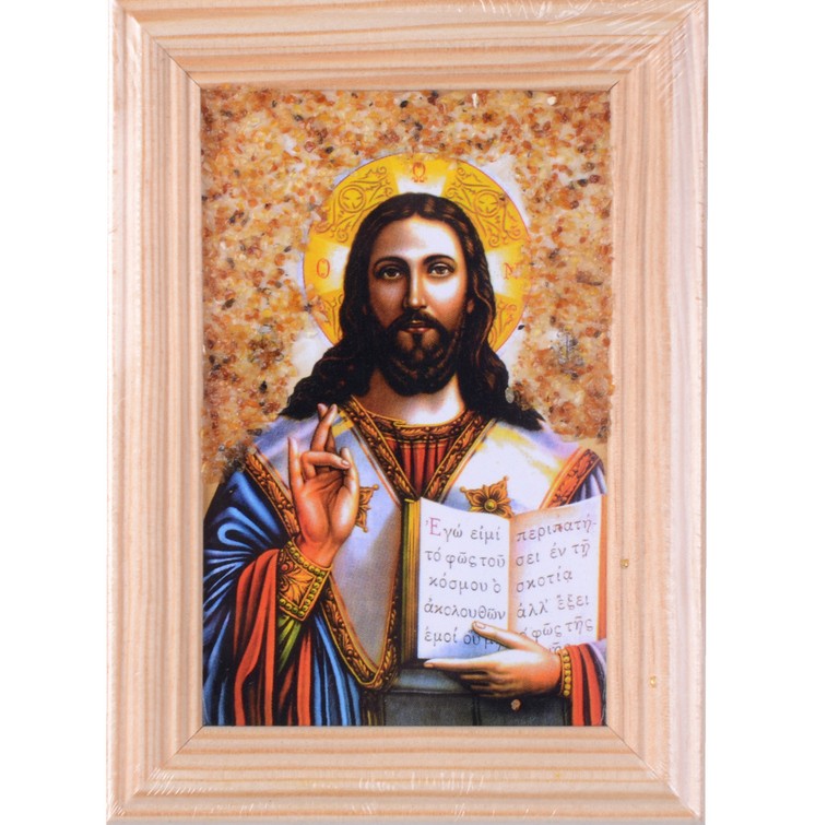Икона янтарная "Образ Иисуса Христа "
