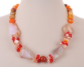 Бусы из сердолика и хрусталя "Меринда"
