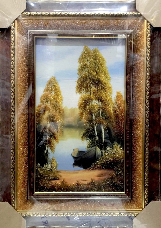 Картина янтарная большая "Родные Края"