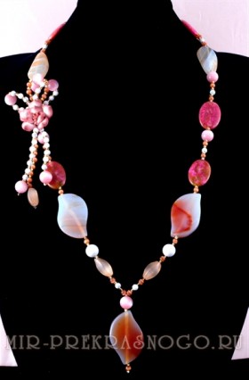 Бусы из сердолика, агата и кош.глаза Осенняя Песня аНСР-НАГ-НКГ-156