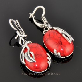 Серьги с кораллом Березка сПКО-880