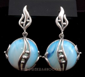 Серьги с лунным камнем Рассвет сНЛК-248
