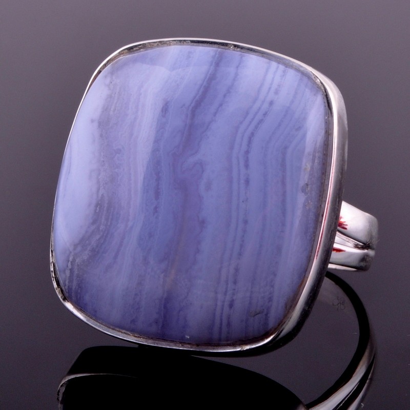 Кольцо серебро с голубым агатом "Кватро"