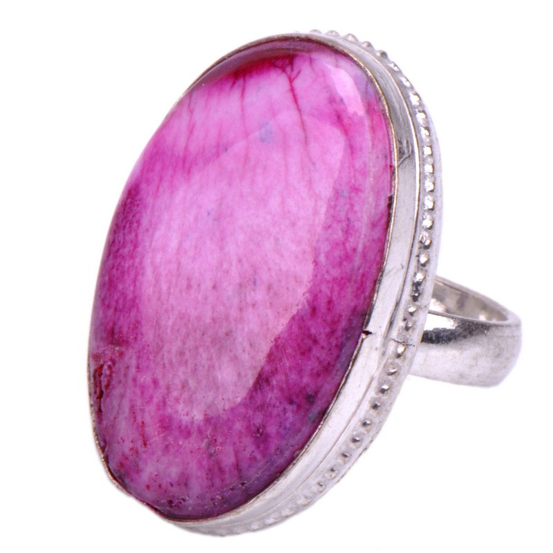 Кольцо серебро с яшмой океанической "Розовый Закат"