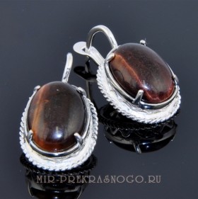 Серьги с тигровым глазом Магдалина сНТГ-714