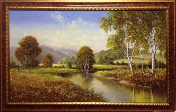 Картина янтарная большая "Летняя Река"