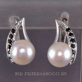 Серьги серебро с жемчугом Бригантина ссНЖМ-056