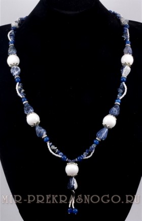 Бусы из лазурита, кахолонга, кош. глаза Камилла аНЛА-НКХ-НКГ-133