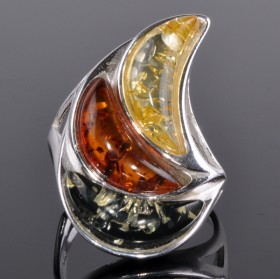 Кольцо серебро с янтарем Феникс скНЯН-9808