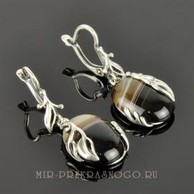 Серьги с агатом  Березка сНАГ - 1790