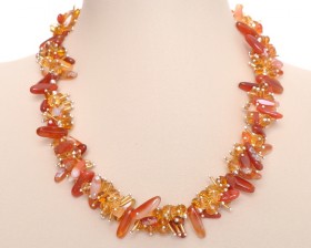 Бусы из сердолика и хрусталя Роскошные