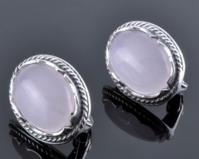 Серьги с розовым кварцем "Батерфляй"