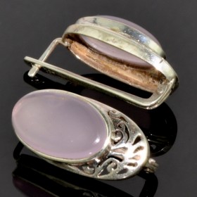 Серьги серебро с розовый кварц Княжна ссНКР-4531