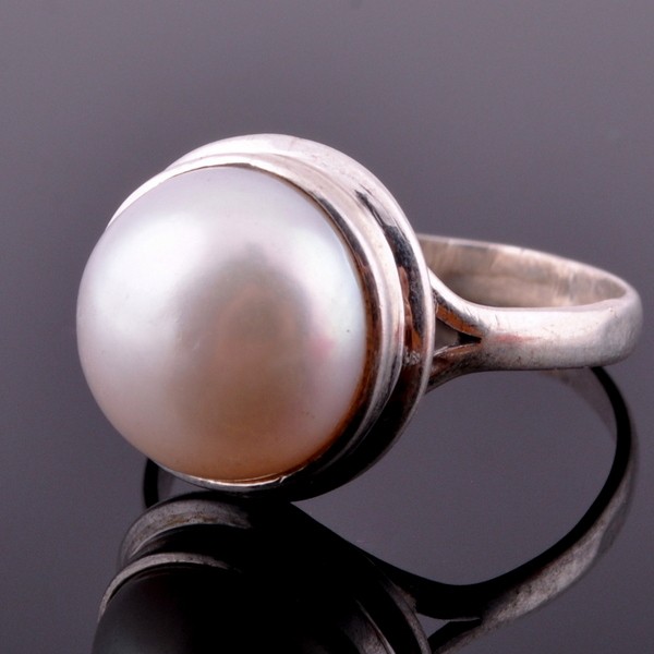Кольцо серебро с жемчугом "Галос"