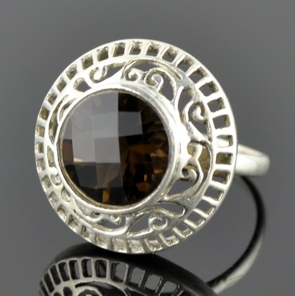 Кольцо серебро с раухтопазом Княжна скНГР-5509