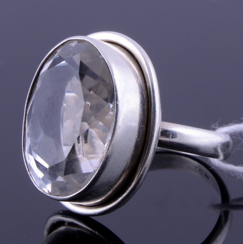 Кольцо серебро с горным хрусталем "Галос"