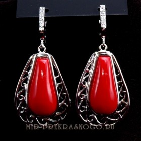 Серьги с кораллом Дуэнья сИКО-389