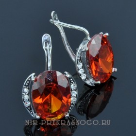 Серьги с цирконом Половинки сНЦР-1264