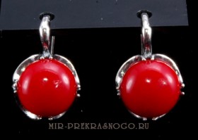 Серьги с кораллом Фиона сПКО-318