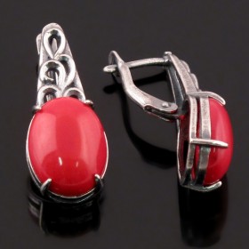 Серьги с прессованным кораллом "Любимица"