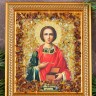Икона янтарная "Святой Целитель Пантелеймон" 14*16,5 см