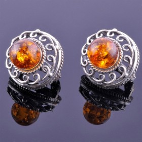 Серьги с прессованным янтарем Медея сПЯН-7991