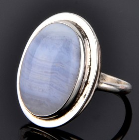 Кольцо серебро с голубым агатом &quot;Галос&quot;