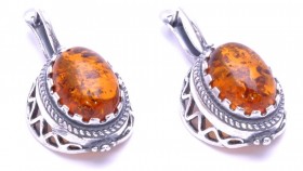 Серьги с прессованным янтарем Мэдисон сПЯН-7965