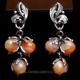 Серьги с сердоликом Изабелла сНСР-437