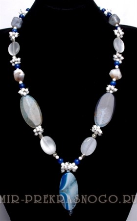 Бусы из агата, кош. глаза, кахолонга Ледяная Поэма аНАГ-НКГ-НКХ-172