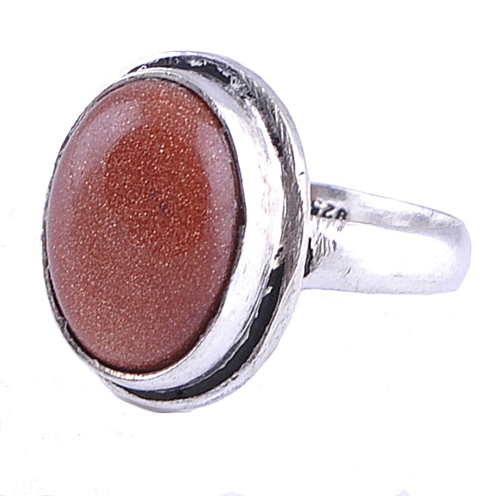 Кольцо серебро с авантюрином "Сахара"