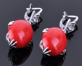 Серьги с прессованным кораллом "Майна"