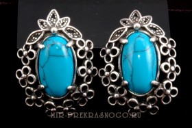 Серьги с прес. бирюзой Летний Сад сПБР-295