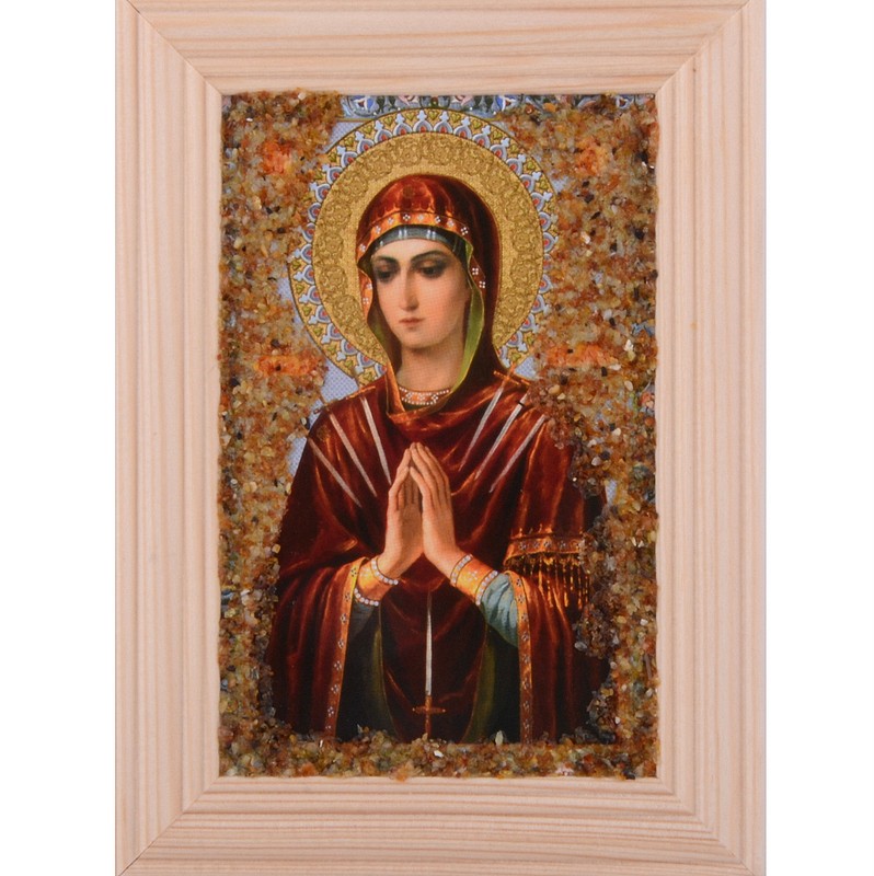 Икона янтарная "Пресвятая Богородица Семистрельная"