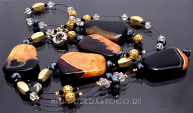 Бусы из агата и хрусталя Мадонна аНАГ-НХР-048