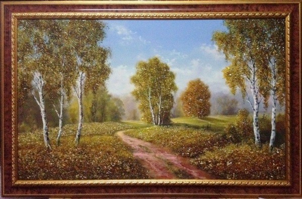 Картина янтарная большая "Русская Природа"