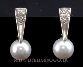 Серьги с жемчугом Бриз сИЖМ-219