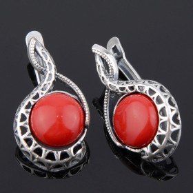 Серьги с прессованным кораллом "Мелодия"