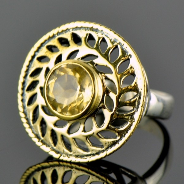 Кольцо серебро с позолотой и цитрином Империя ксНЦТ-5735