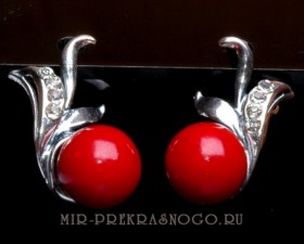 Серьги с кораллом Ивушка сПКО-430