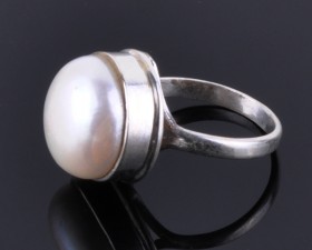 Кольцо серебро с жемчугом &quot;Луна&quot;