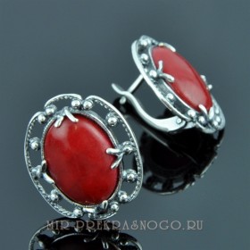 Серьги с кораллом Калипсо сПКО-1237